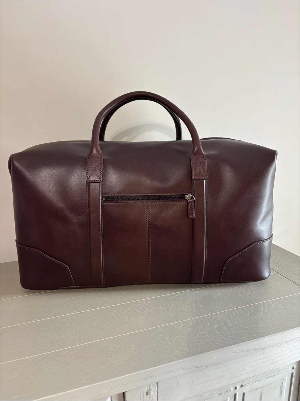 Mark & Graham Chestnut Brown Leather Duffel Bag